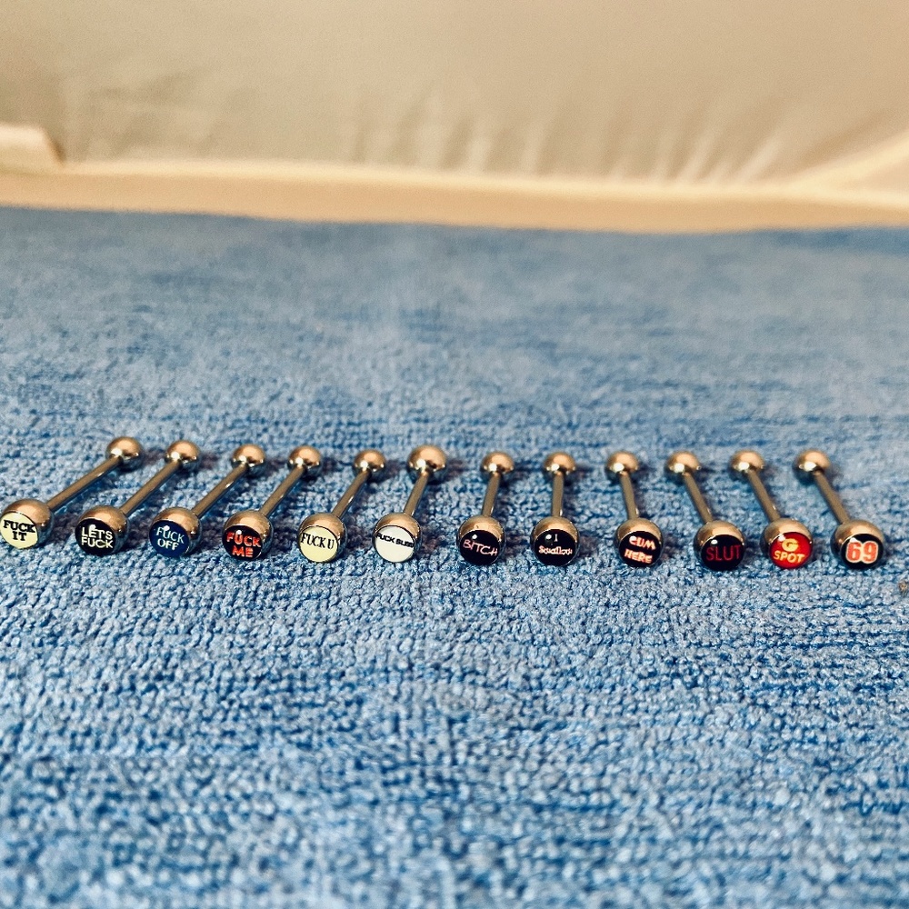 🌳 4/$20 Set of 12 Tongue Rings - Picture 2 of 4